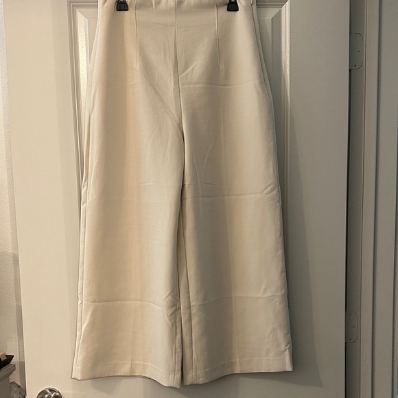Zara Cream Wide-Leg Trousers - Picture 3 of 6